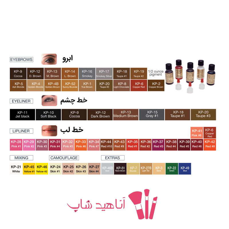 رنگ تاتو کی پی کاتالوگ رنگ کی پی